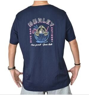 Hurley Black Tee "Dive Bar Fine Spirits" - Size Small